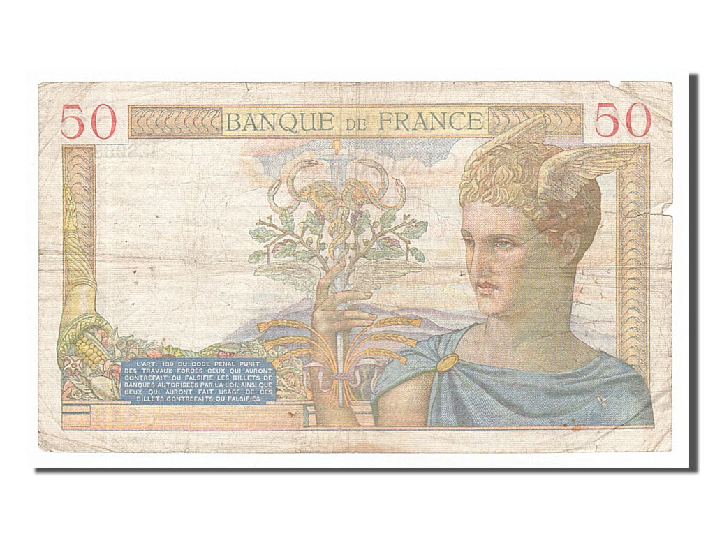 France, 50 Francs, 50 F 1934-1940 ''Cérès'', 1938, KM #85b, 1937-05-13, F(12-15)