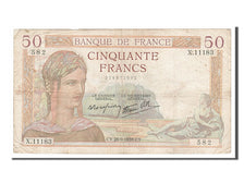 France, 50 Francs, 50 F 1934-1940 ''Cérès'', 1939, KM #85b, 1939-09-28, F(12-15)