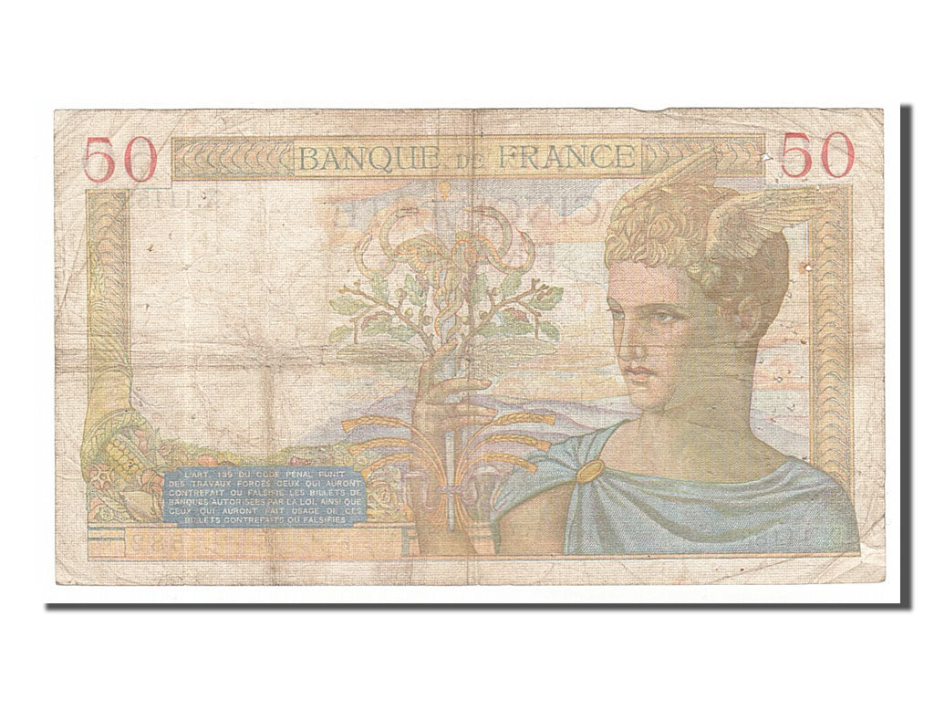 France, 50 Francs, 50 F 1934-1940 ''Cérès'', 1939, KM #85b, 1939-09-28, F(12-15)