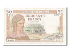 Biljet, Frankrijk, 50 Francs, 50 F 1934-1940 ''Cérès'', 1939, 1939-03-09, TTB
