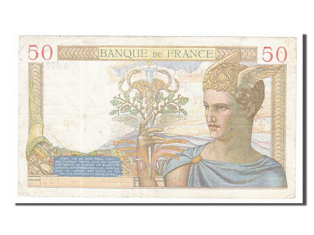 Biljet, Frankrijk, 50 Francs, 50 F 1934-1940 ''Cérès'', 1939, 1939-03-09, TTB
