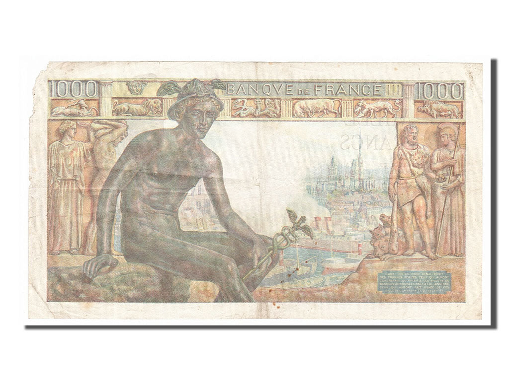 France, 1000 Francs, 1 000 F 1942-1943 ''Déesse Déméter'', 1943, KM #102, 194...