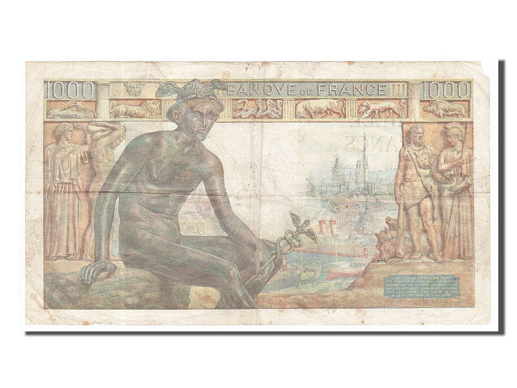 France, 1000 Francs, 1 000 F 1942-1943 ''Déesse Déméter'', 1943, KM #102, 194...