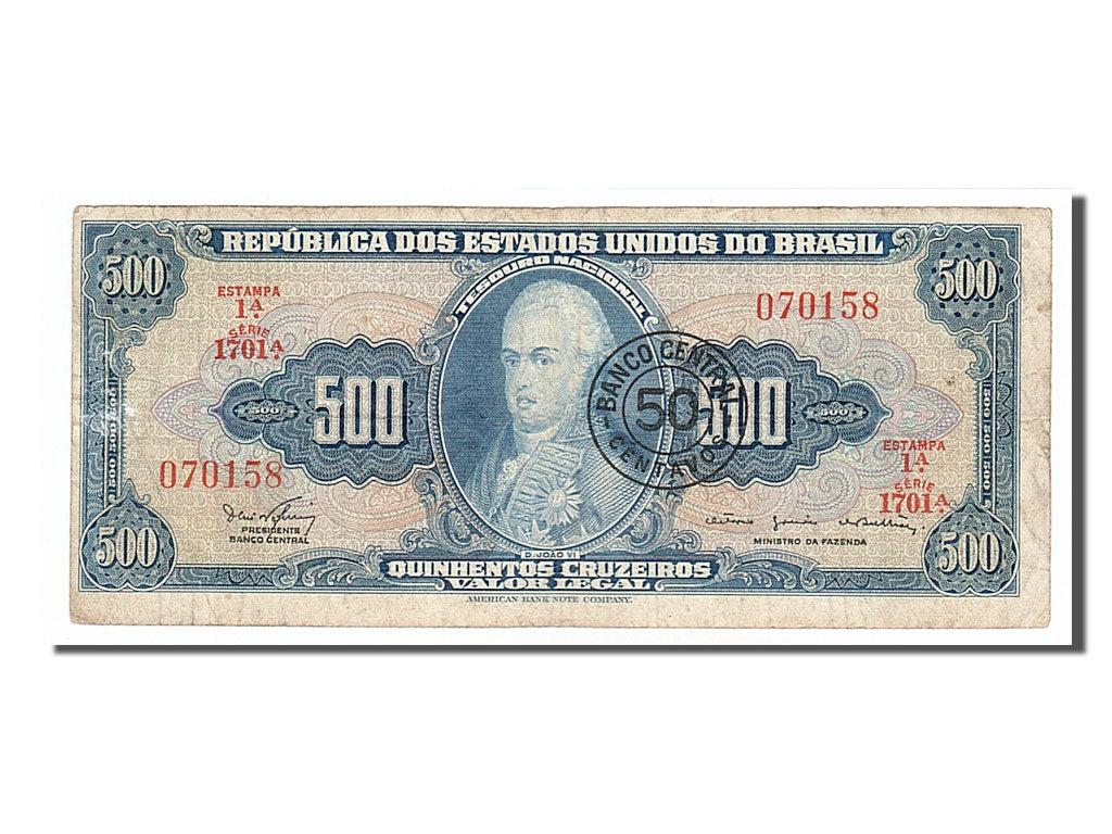 Brésil, 50 Centavos / 500 Cruzeiros type Joao VI
