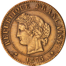 France, Cérès, Centime, 1875, Bordeaux, EF(40-45), Bronze, KM:826.2, Gadoury88