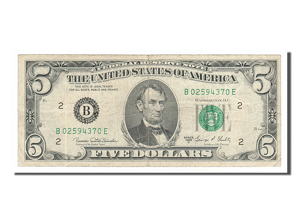 United States, 5 Dollars, 1969, VF(30-35), B02594370E