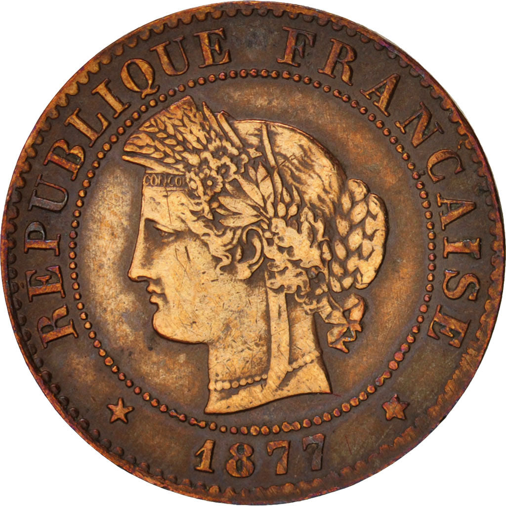 France, Cérès, Centime, 1877, Paris, EF(40-45), Bronze, KM:826.1, Gadoury 88