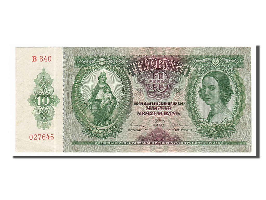Banknote, Hungary, 10 Pengö, 1936, 1936-12-22, AU(55-58)