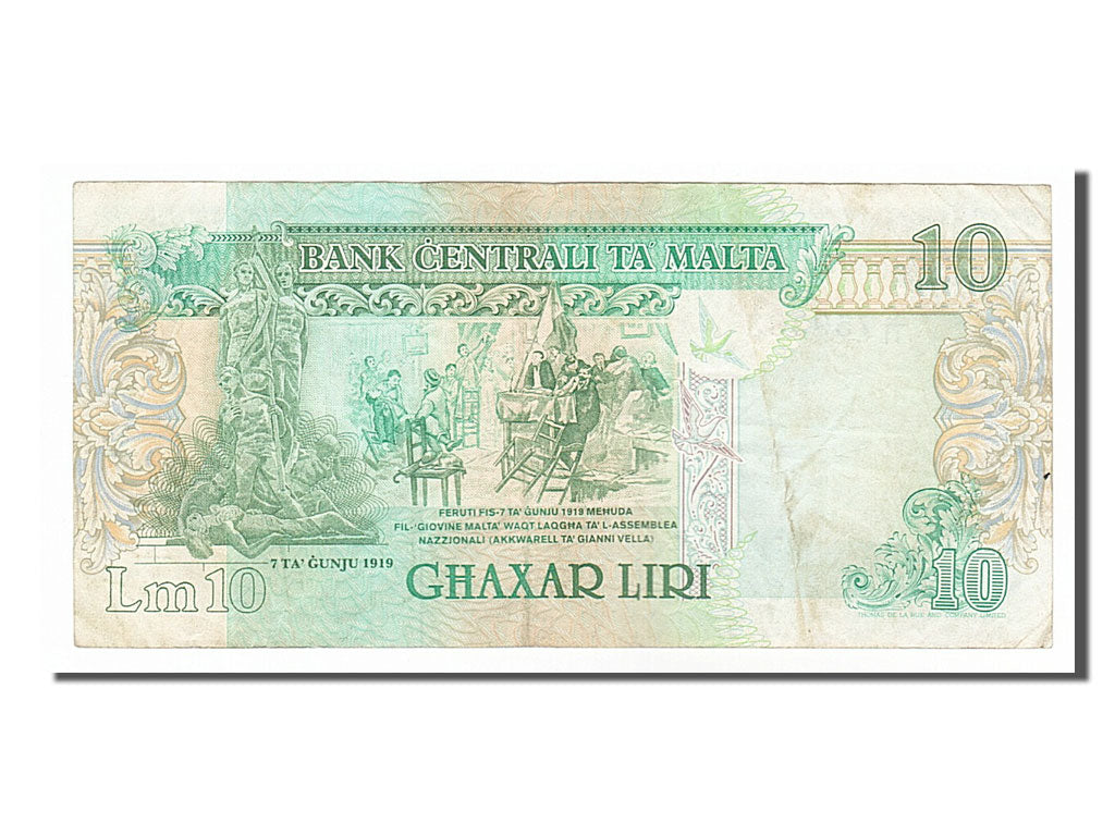 Biljet, Malta, 10 Liri, 1989, TTB