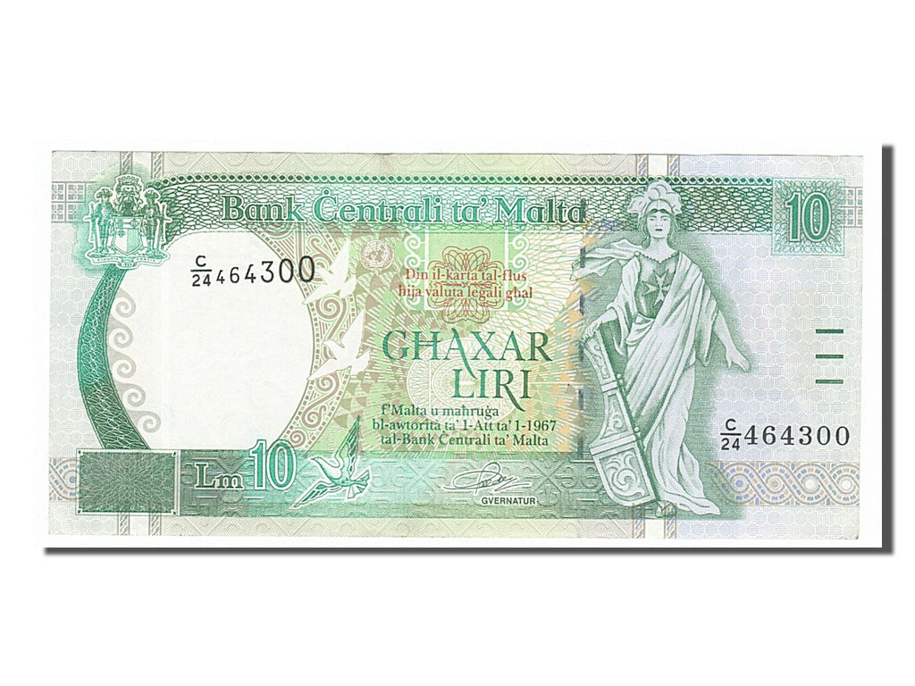Banknote, Malta, 10 Liri, 1994, AU(50-53)