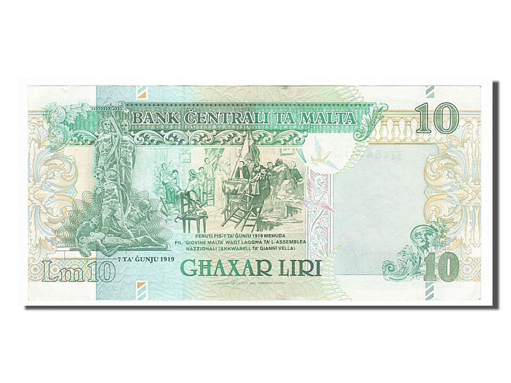 Banknote, Malta, 10 Liri, 1994, AU(50-53)