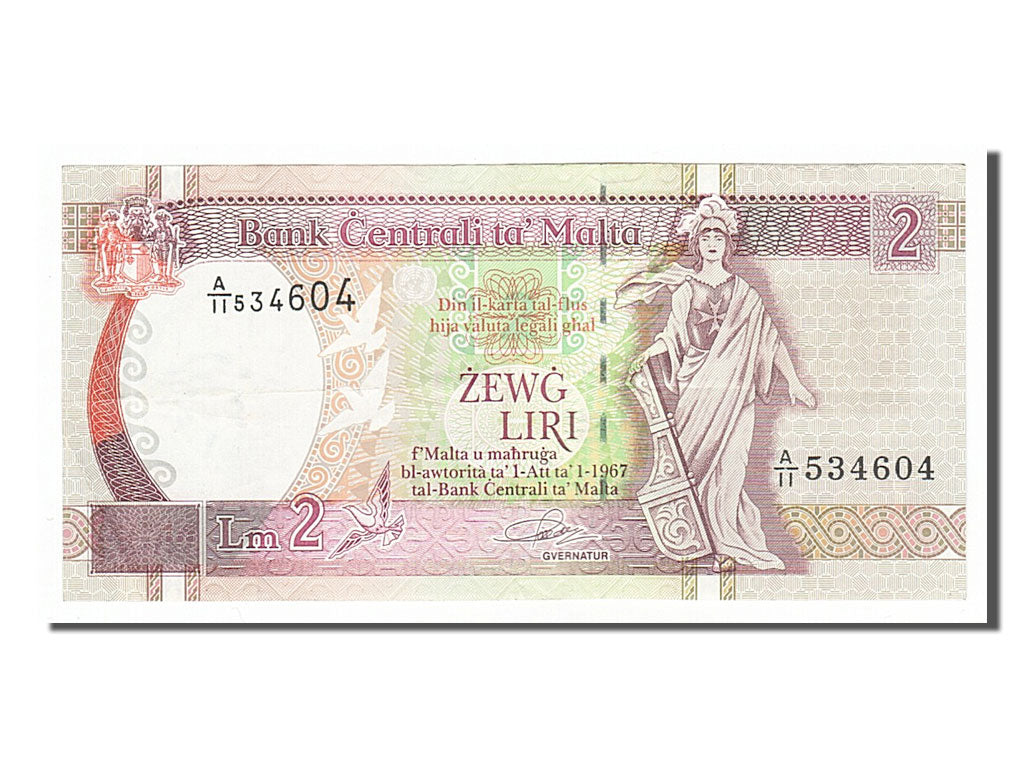 Malta, 2 Liri, 1994, KM #45a, AU(50-53), A/11