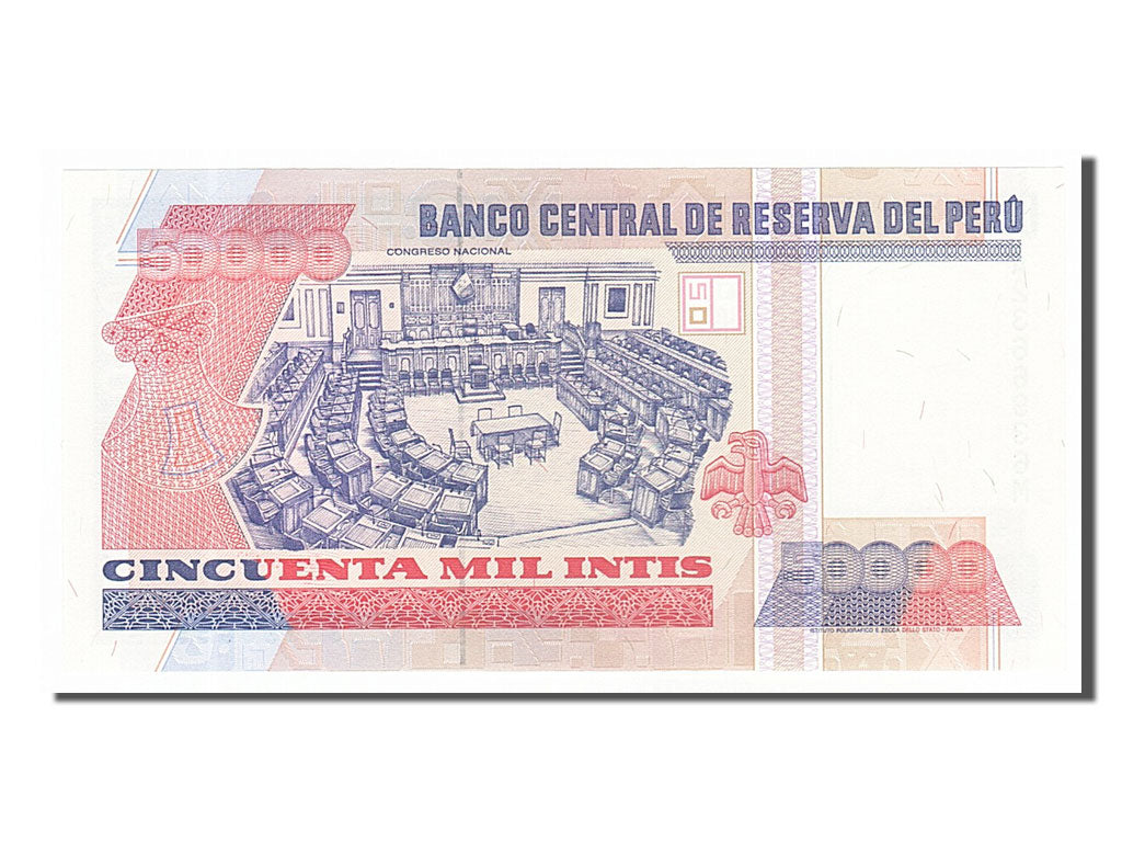 Banknote, Peru, 50,000 Intis, 1988, 1988-06-28, UNC(65-70)