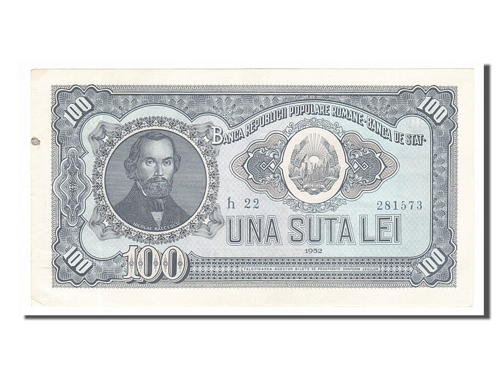 Romania, 100 Lei, 1952, KM #90b, AU(55-58), h22