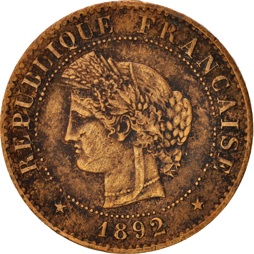 France, Cérès, Centime, 1892, Paris, EF(40-45), Bronze, KM:826.1, Gadoury:88