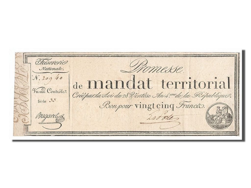 25 Francs Promesse de Mandat Territorial type Avec Série