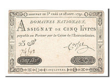 France, 5 Livres, 1791, KM #A49, 1791-09-28, EF(40-45), Lafaurie #144, France,..