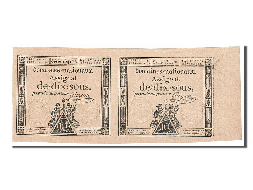 FRANCE, 10 Sous, 1792, 1792-10-24, AU(55-58), Lafaurie #159, FRANCE, 10 Sous,...