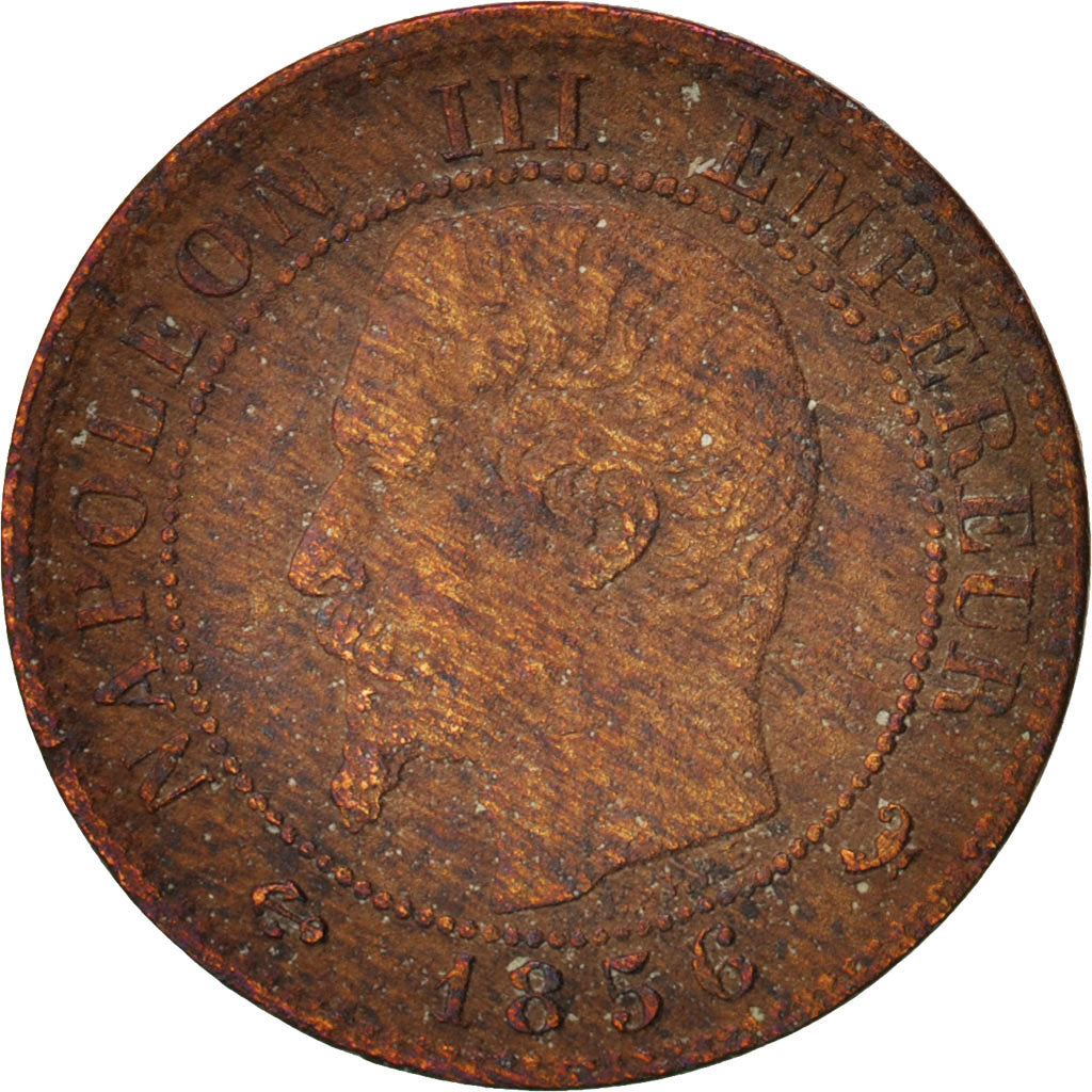 France, Napoleon III, Centime, 1856, Lille, F(12-15), Bronze, KM 775.7,Gadoury86