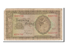 Luxembourg, 20 Frang, 1943, KM #42a, VG(8-10), B224758