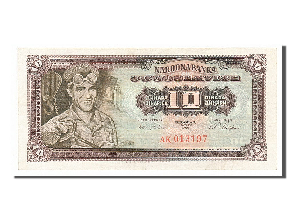 Yougoslavie, 10 Dinara type 1965