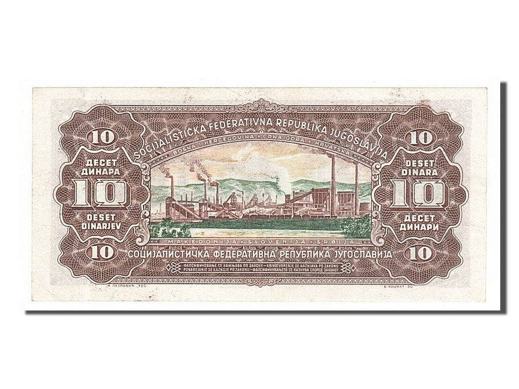 Yougoslavie, 10 Dinara type 1965