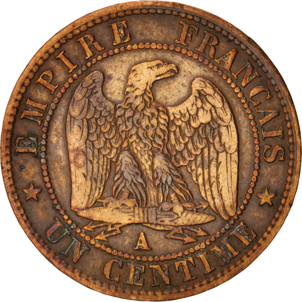 France, Napoleon III, Centime, 1861, Paris, VF(30-35), Bronze,KM 795.1,Gadoury87