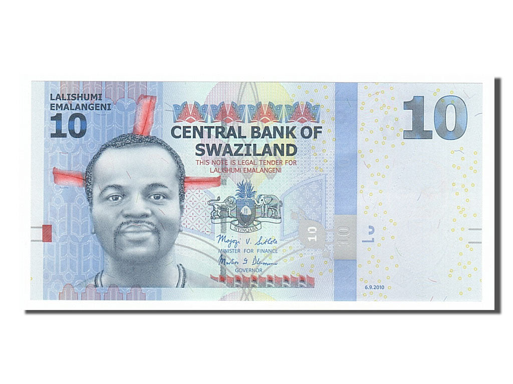 Banknote, Swaziland, 10 Emalangeni, 2010, 2010-09-06, UNC(65-70)