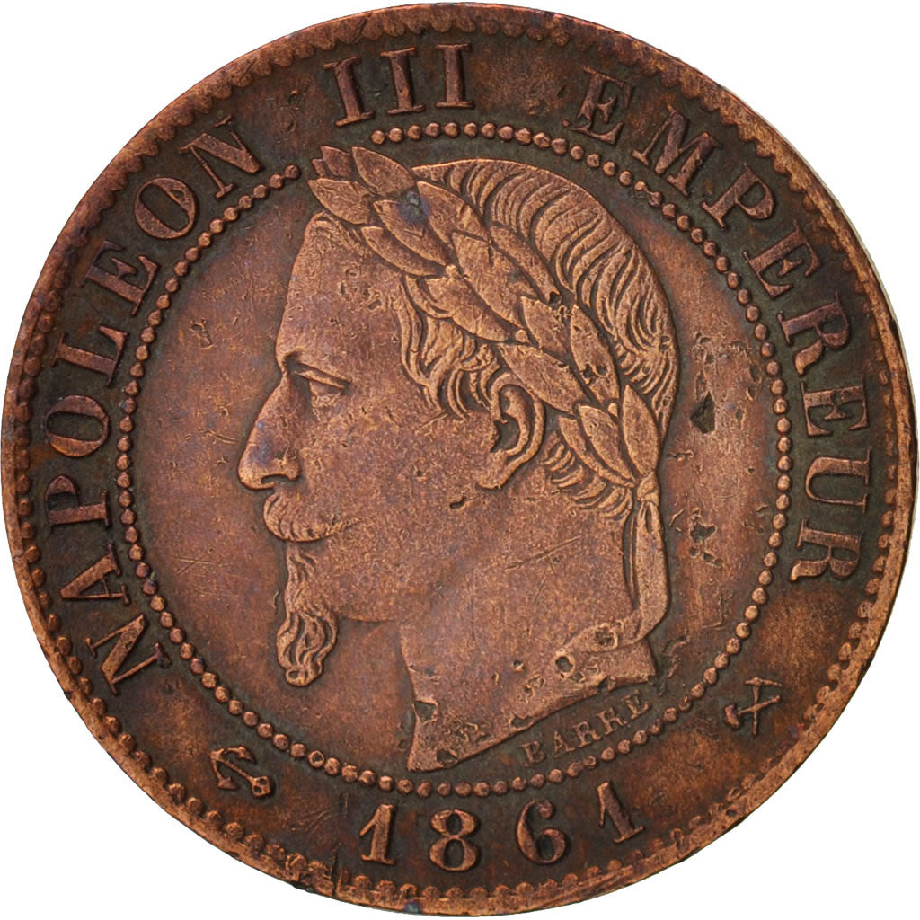 Francia, Napoleon III, Napoléon III, Centime, 1861, Bordeaux, BB, Bronzo, KM...