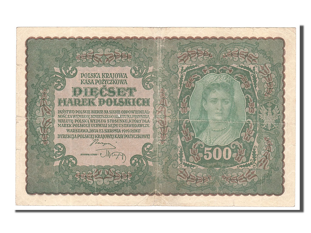 Poland, 500 Marek, 1919, KM #28, 1919-08-23, VF(30-35), B 618901
