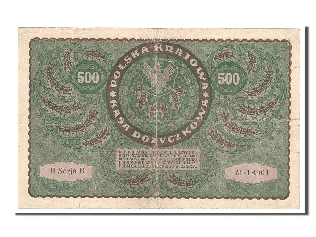 Poland, 500 Marek, 1919, KM #28, 1919-08-23, VF(30-35), B 618901