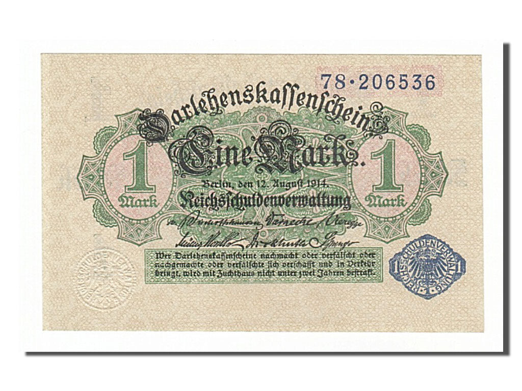 Germany, 1 Mark, 1914, KM #52, 1914-08-12, UNC(63), 78.206536