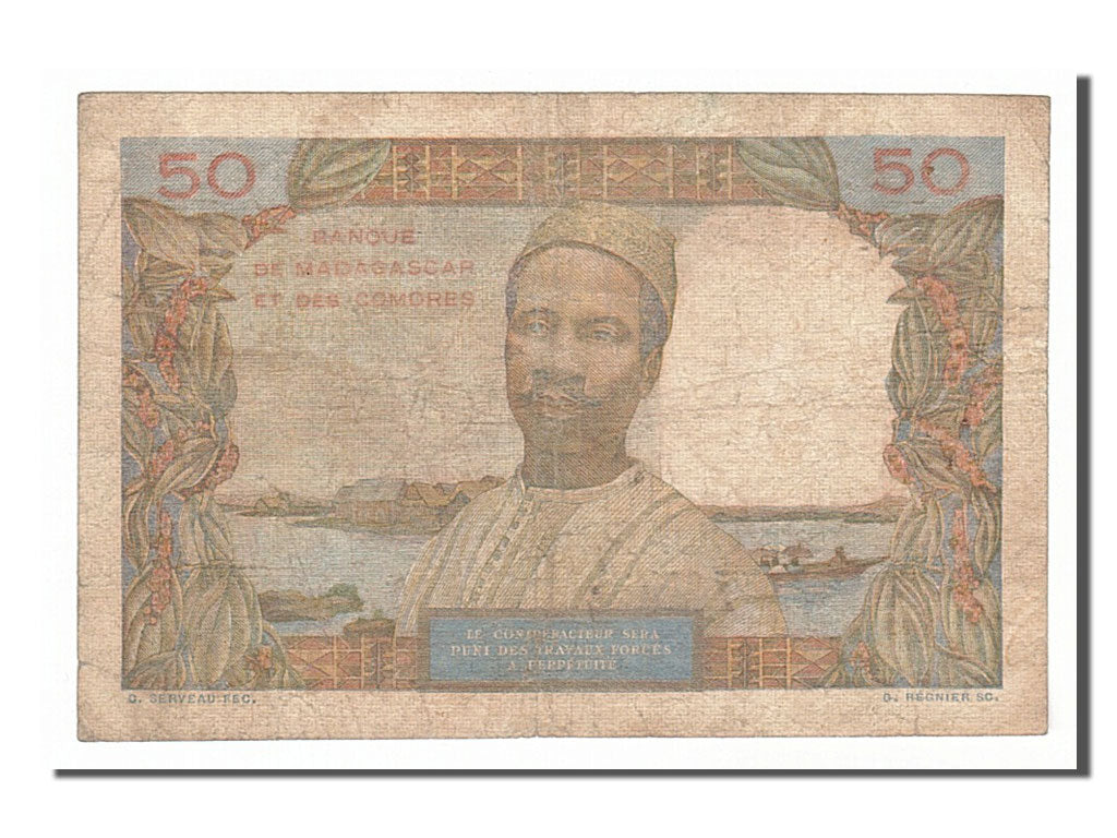 Madagascar, 50 Francs, 1950, KM #45b, VF(20-25), M.1970