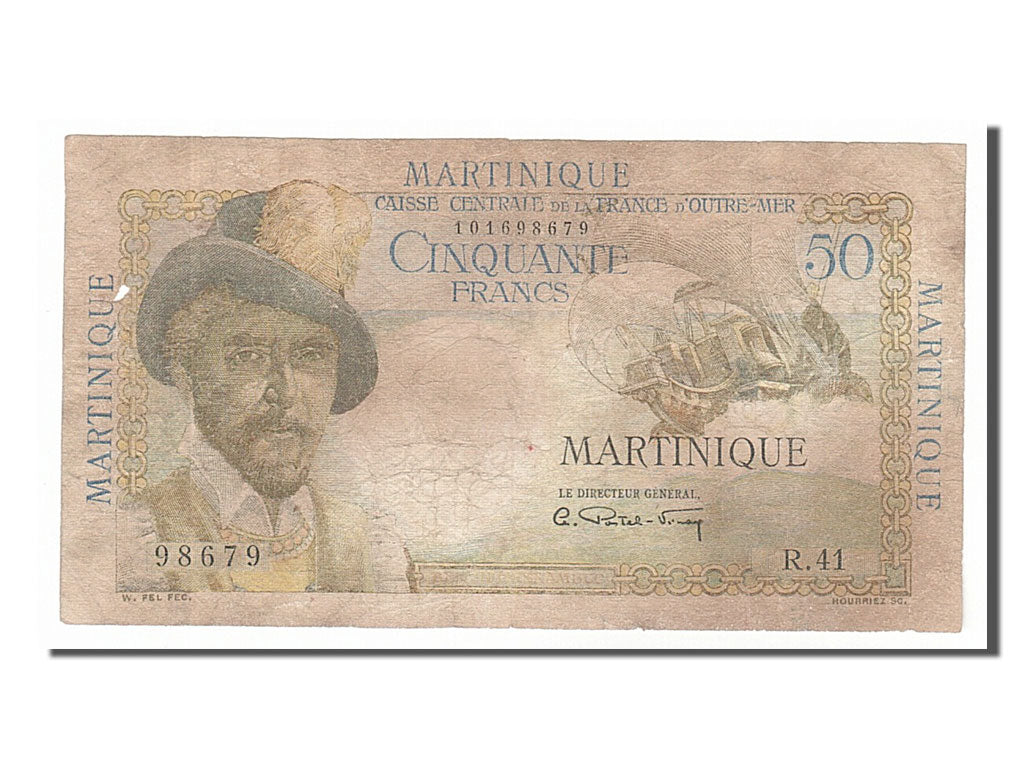 Martinique, 50 Francs, 1947, KM #30a, F(12-15), R.41