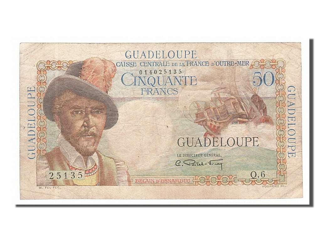 Guadeloupe, 50 Francs, 1947, KM #34, VF(30-35), Q.6