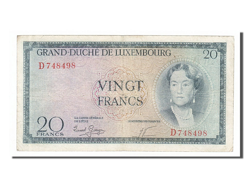 Luxembourg, 20 Francs, 1955, KM #49a, VF(30-35), D748498