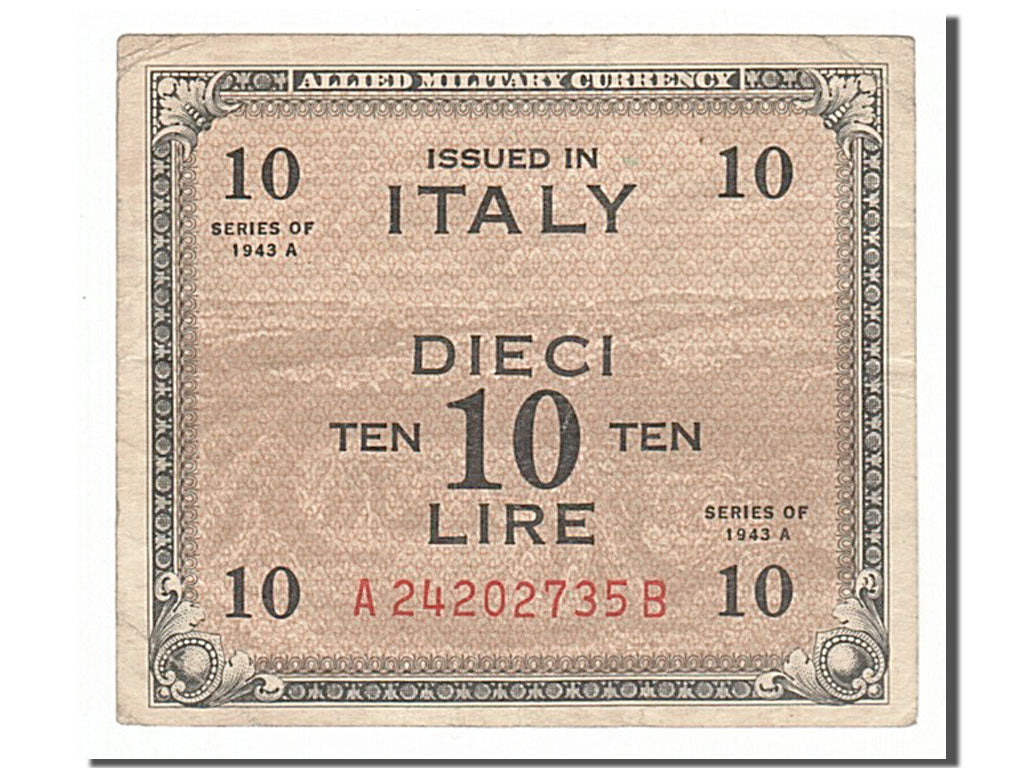 Italy, 10 Lire, 1943, KM #M19b, EF(40-45), A24202735B