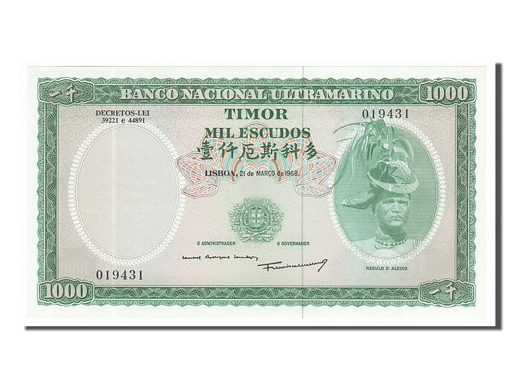 Timor, 1000 Escudos, 1968, KM #30a, 1968-03-21, UNC(65-70), 019431