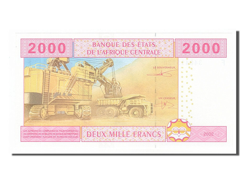 Billet, États de l'Afrique centrale, 2000 Francs, 2002, NEUF