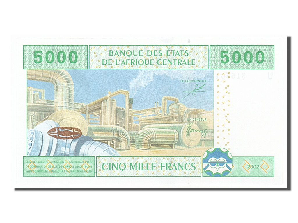 Banknote, Central African States, 5000 Francs, 2002, UNC(65-70)