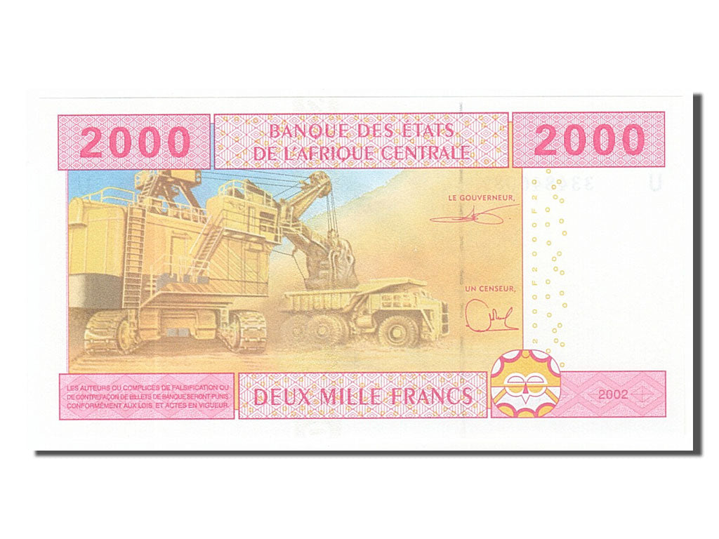 Central African States, 2000 Francs, 2002, KM #208U, UNC(65-70), U 334846082