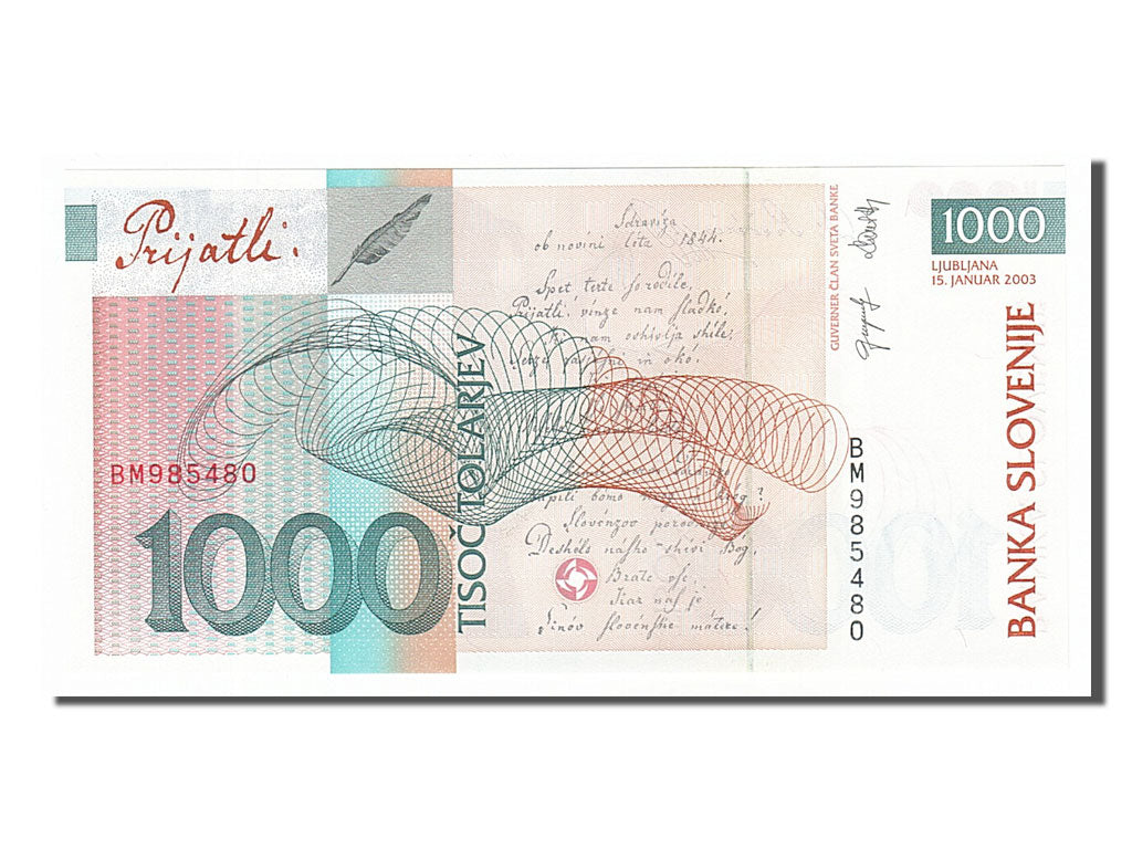 Banknote, Slovenia, 1000 Tolarjev, 2003, 2003-01-15, UNC(65-70)