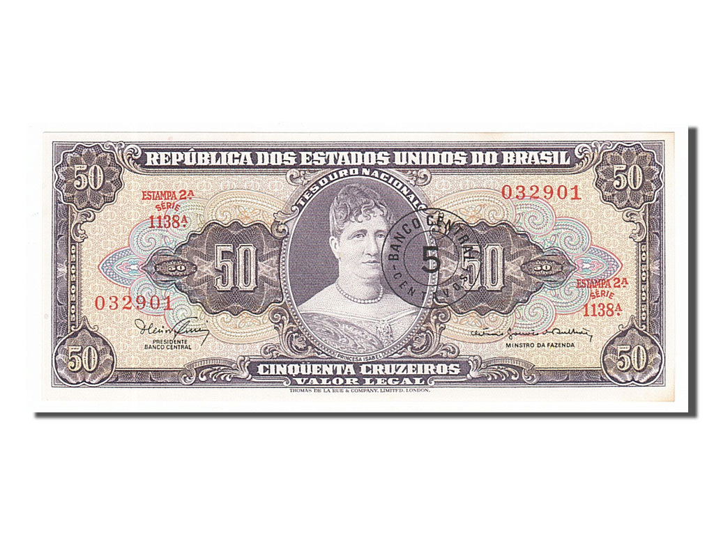 Banknote, Brazil, 5 Centavos on 50 Cruzeiros, 1966, UNC(65-70)