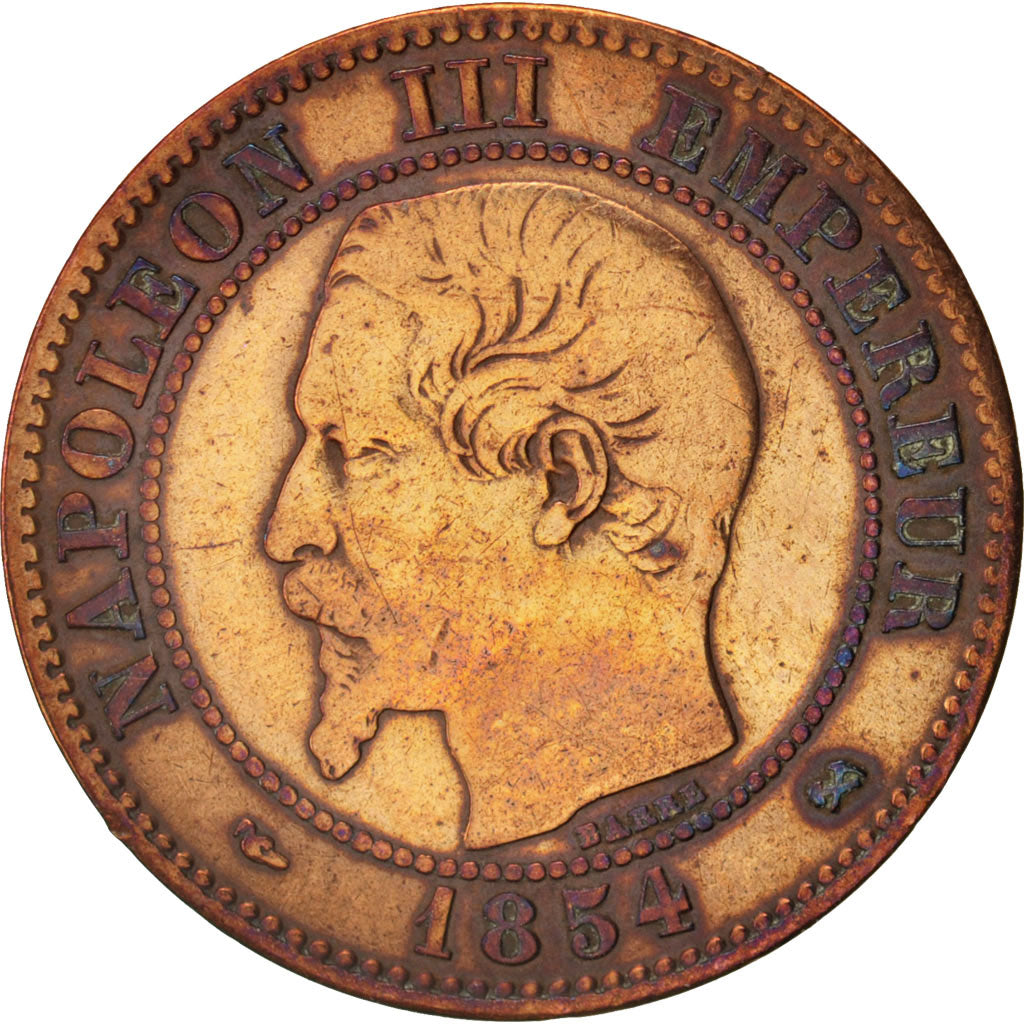 France, Napoleon III, 2 Centimes, 1854, Rouen, VF(20-25), Bronze, KM 776.2