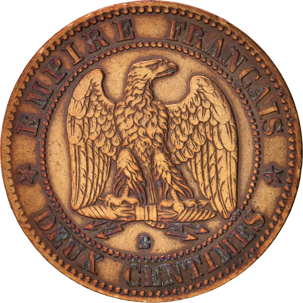 France, Napoleon III, 2 Centimes, 1854, Rouen, VF(20-25), Bronze, KM 776.2
