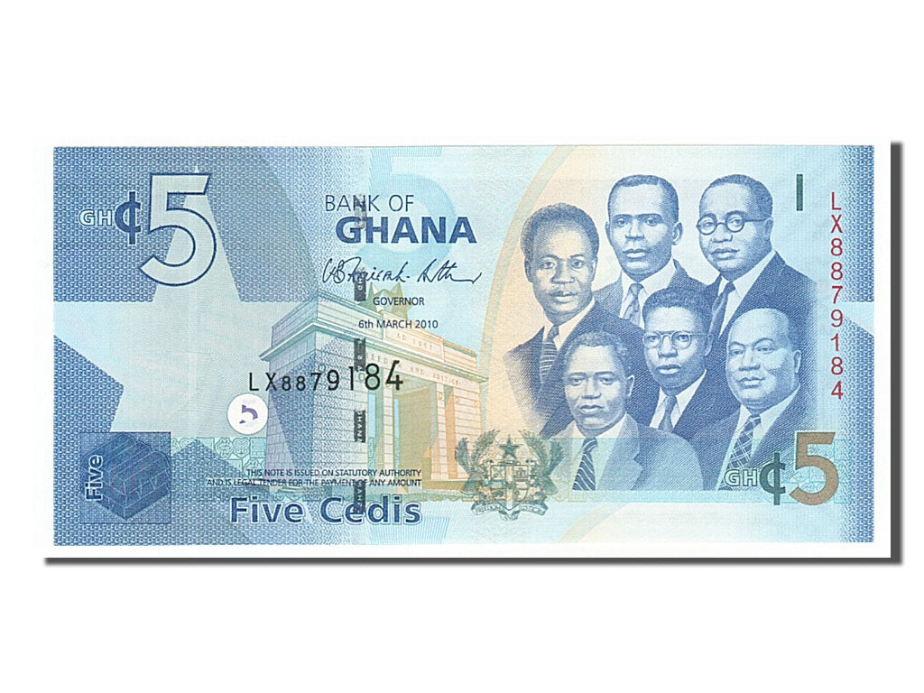 Ghana, 5 Cedis, 2010, KM #38b, 2010-03-06, UNC(65-70), LX8879184