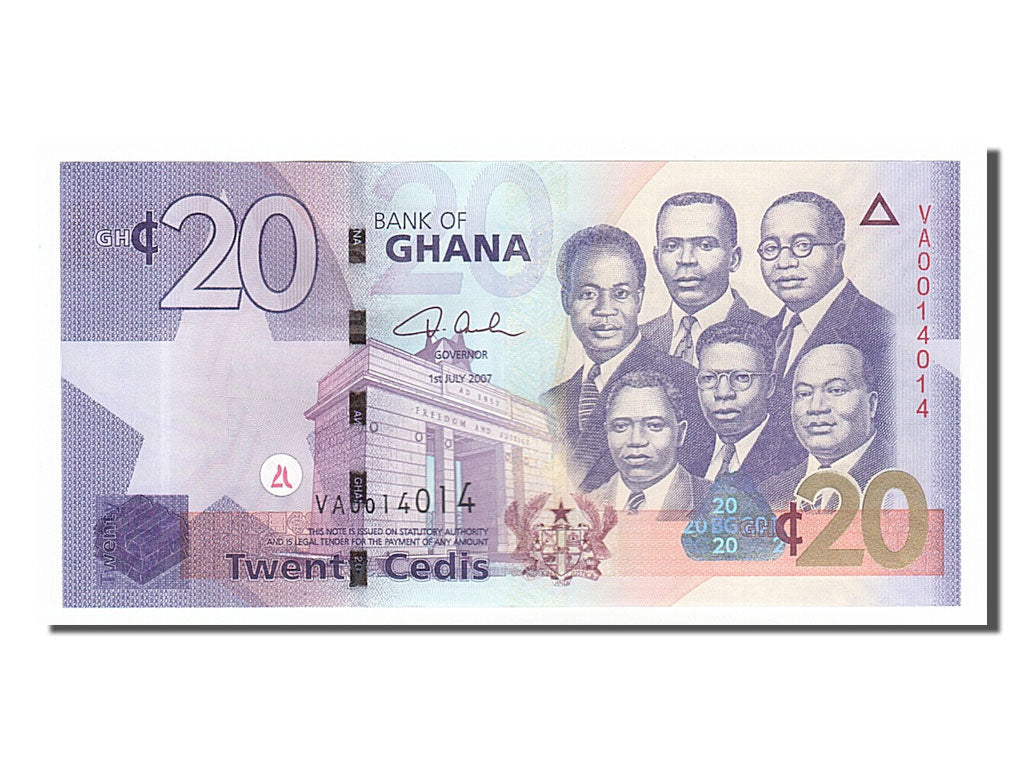 Ghana, 20 Cedis, 2007, KM #40, 2007-07-01, UNC(65-70), VA0014014