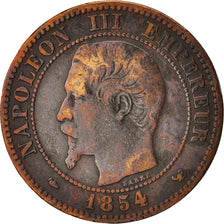 Francia, Napoleon III, Napoléon III, 2 Centimes, 1854, Lille, MB+, Bronzo, K...