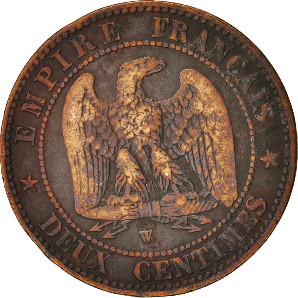 Francia, Napoleon III, Napoléon III, 2 Centimes, 1854, Lille, MB+, Bronzo, K...
