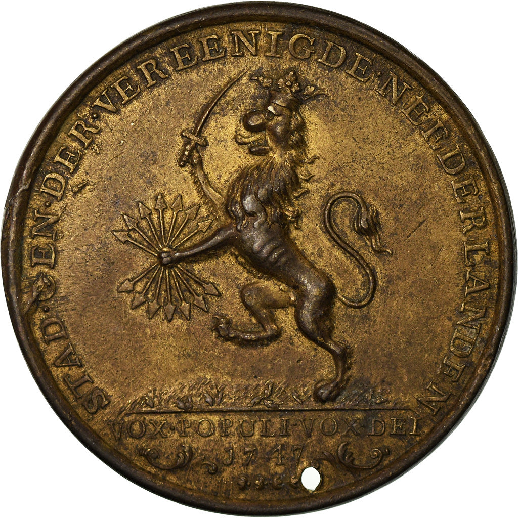 Netherlands, Medal, Wilhelm IV van Oranje-Nassau, History, 1747, EF(40-45)